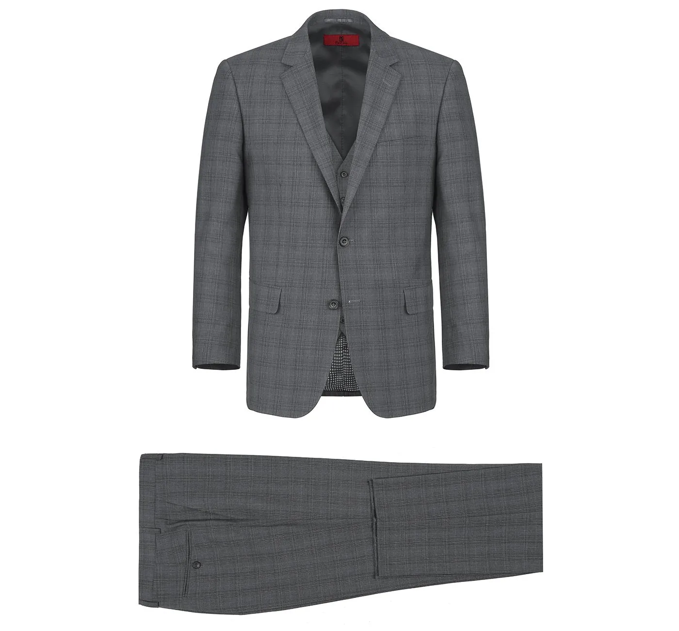 278-1 Men's 3-Piece Classic Fit Single Breasted Windowpane Suit sold by Alberto Nardoni