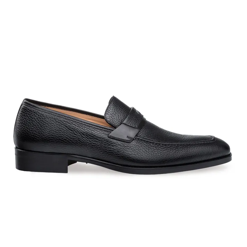 Mens Mezlan Elche Calf & Deer Penny Loafer Dress Shoe in Black sold by Alberto Nardoni