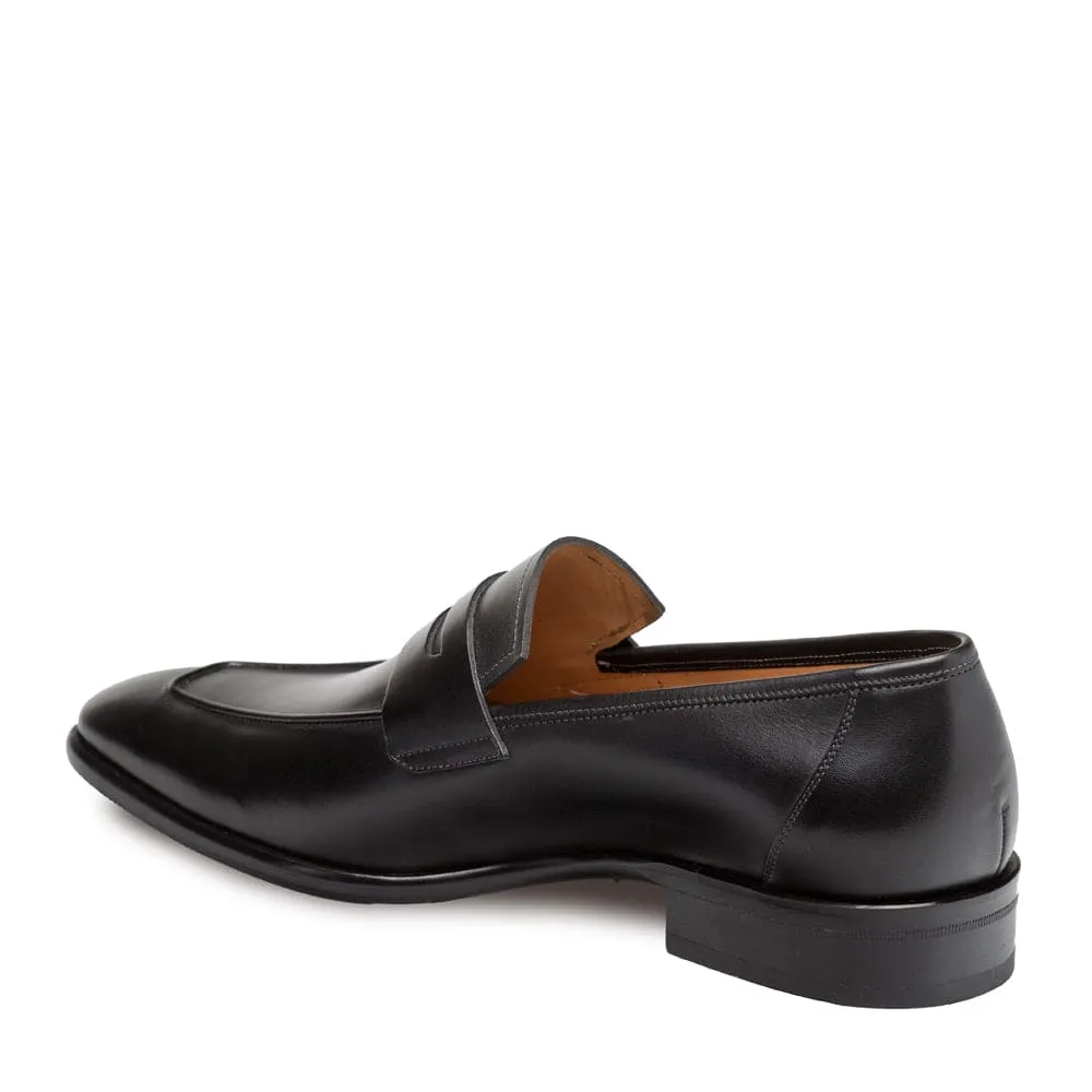 Mens Mezlan Classic Calfskin Slip on Penny Loafer Dress Shoe in Black sold by Alberto Nardoni product image thumbnail 3