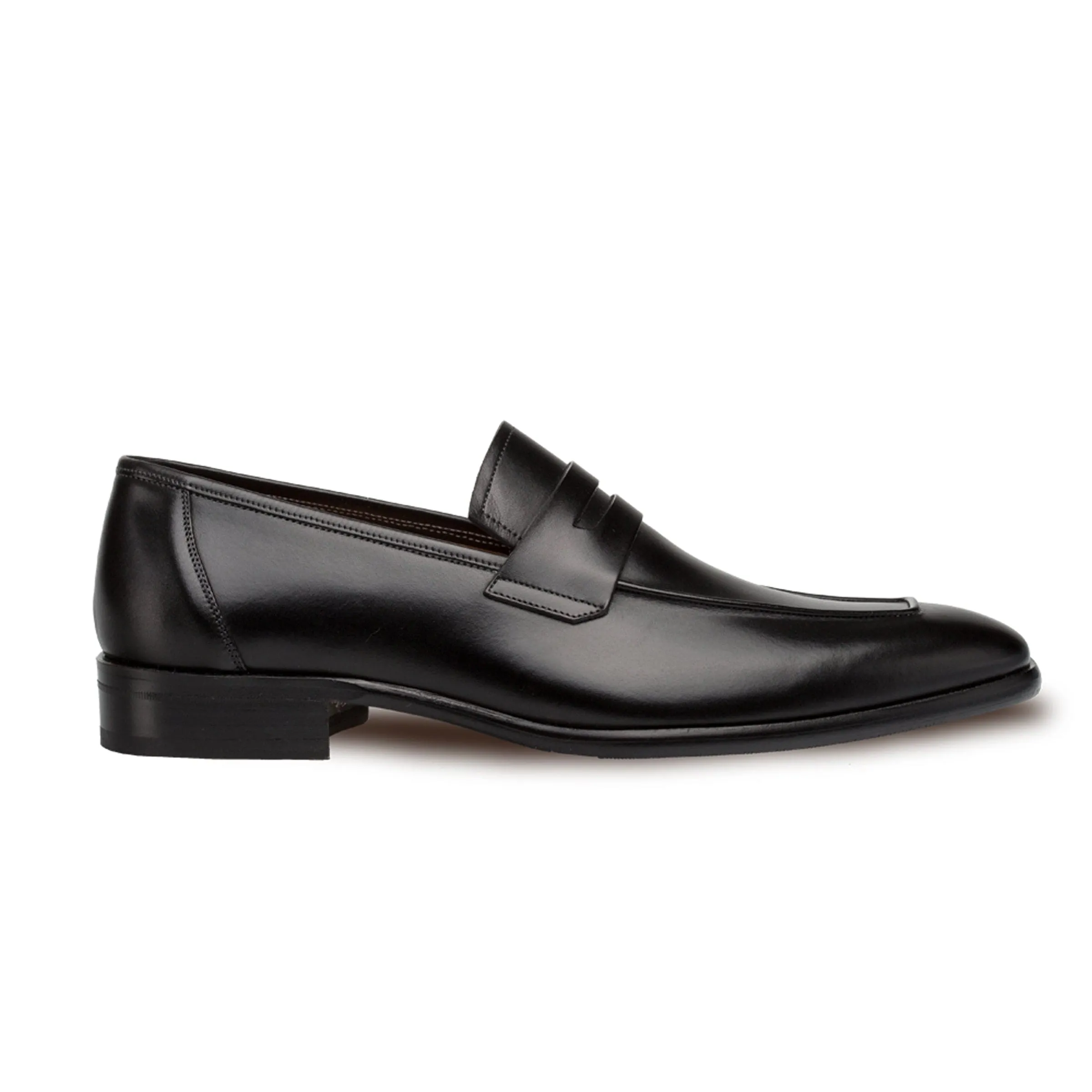 Mens Mezlan Classic Calfskin Slip on Penny Loafer Dress Shoe in Black sold by Alberto Nardoni