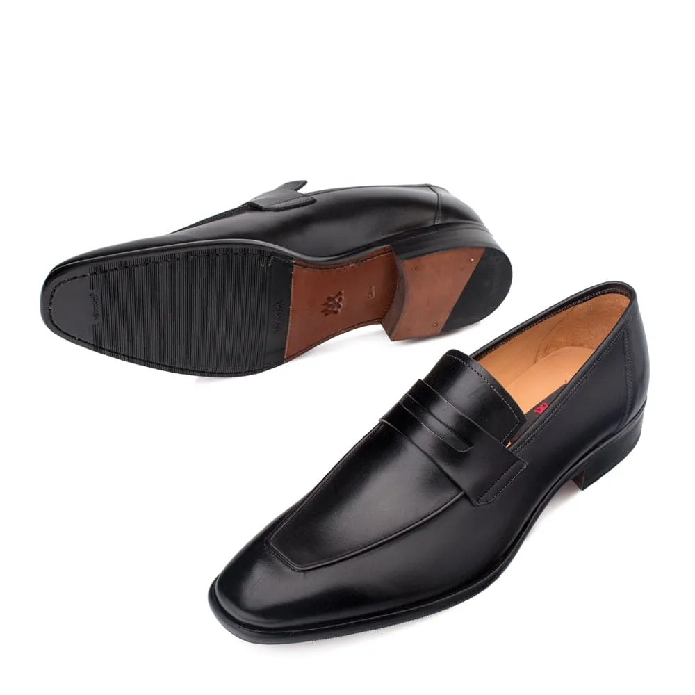 Mens Mezlan Classic Calfskin Slip on Penny Loafer Dress Shoe in Black sold by Alberto Nardoni product image thumbnail 2