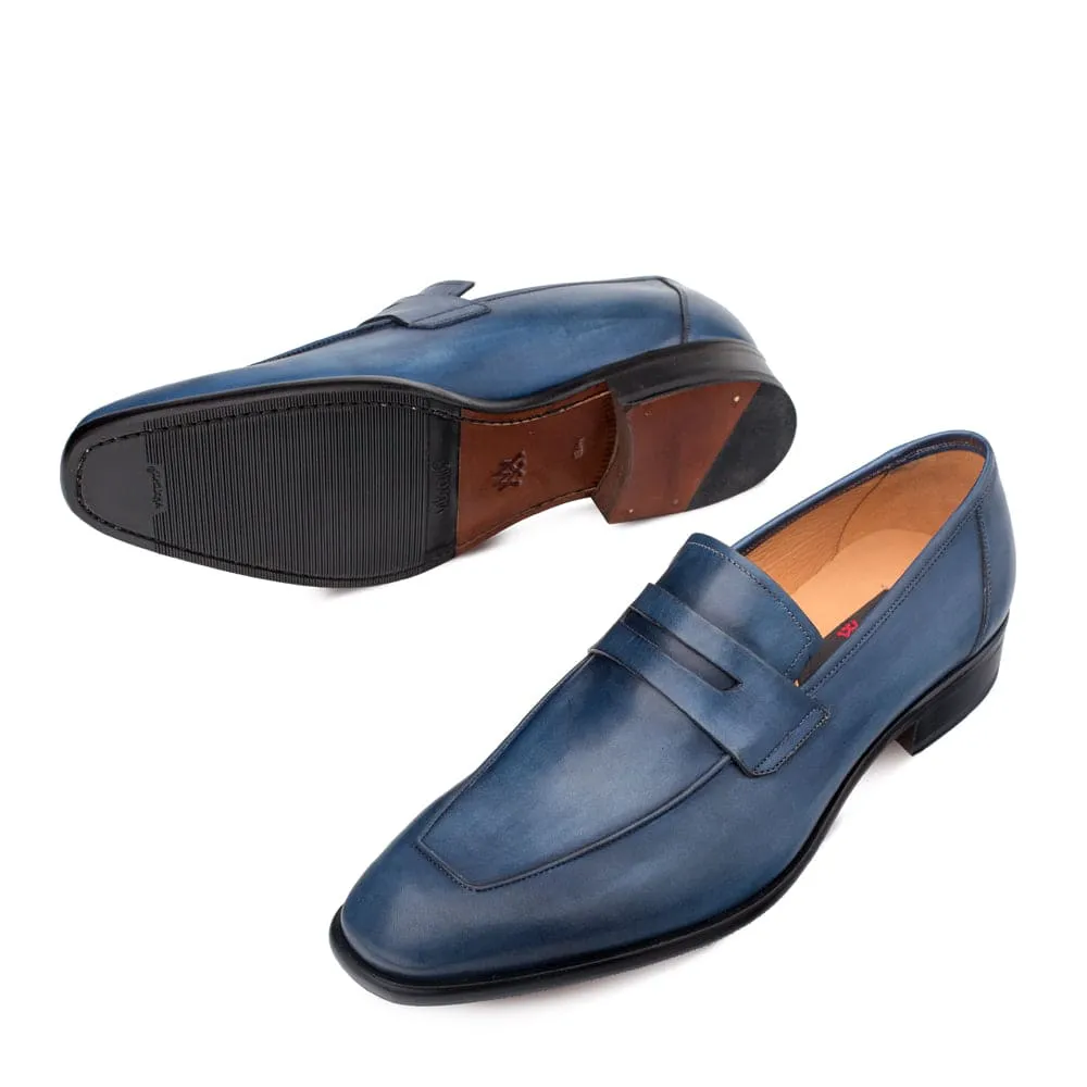 Mens Mezlan Classic Calfskin Slip on Penny Loafer Dress Shoe in Blue sold by Alberto Nardoni product image thumbnail 2