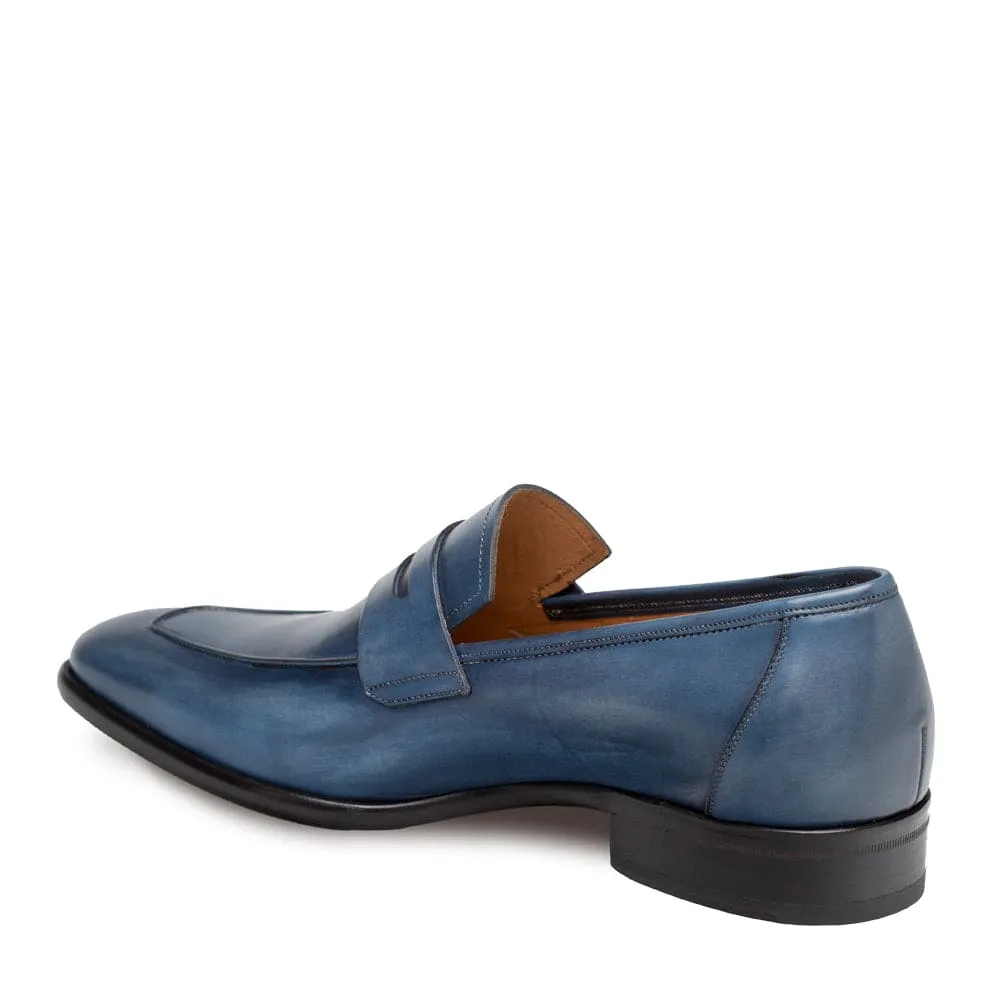 Mens Mezlan Classic Calfskin Slip on Penny Loafer Dress Shoe in Blue sold by Alberto Nardoni product image thumbnail 3