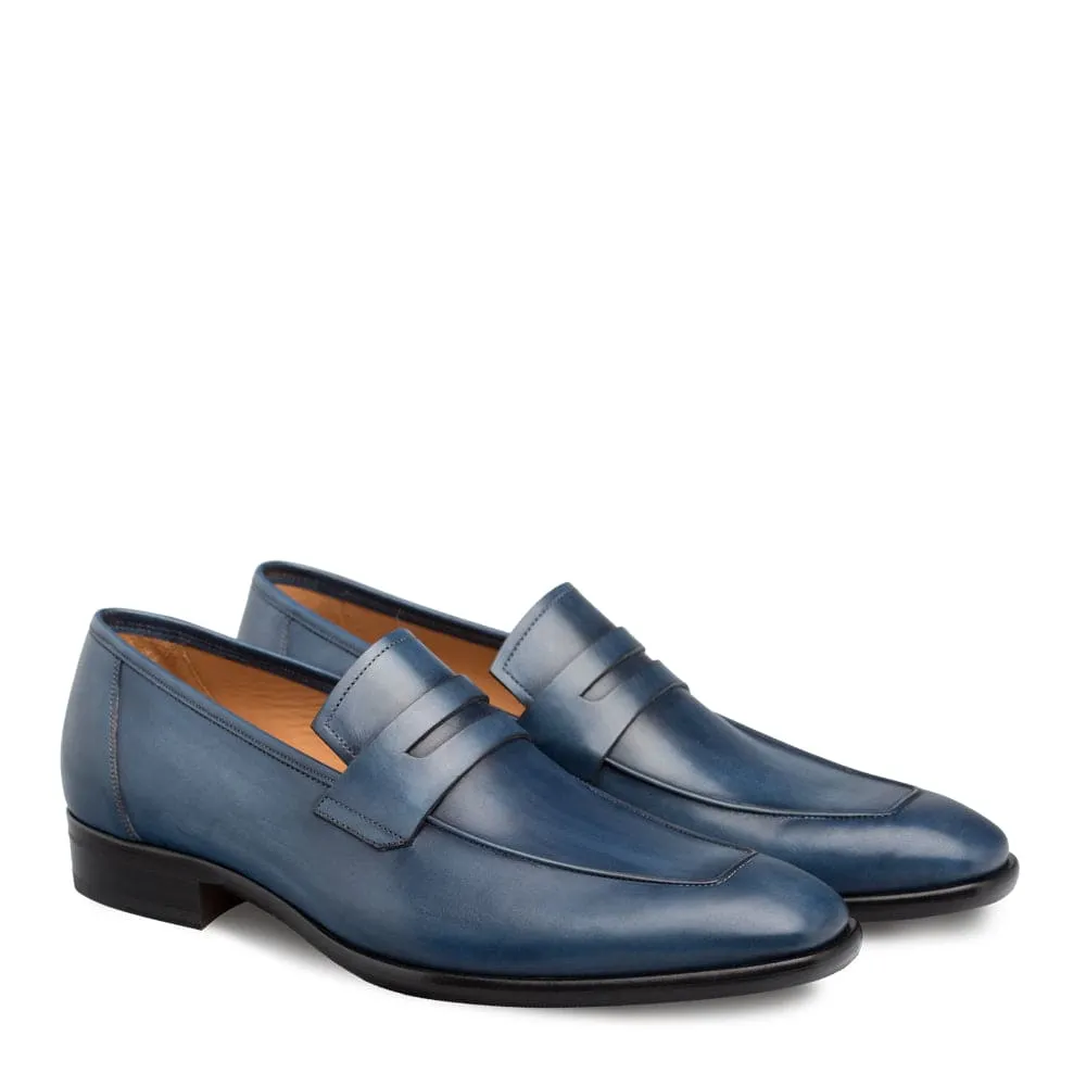 Mens Mezlan Classic Calfskin Slip on Penny Loafer Dress Shoe in Blue sold by Alberto Nardoni product image thumbnail 4