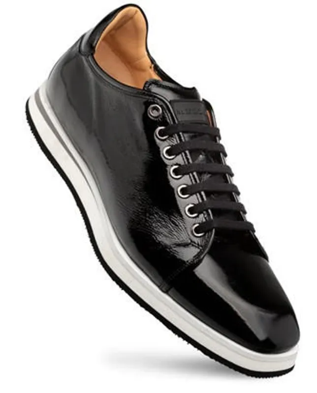 Mezlan Shiny Leather Sport Oxford Sneaker Black Cartuja sold by Alberto Nardoni