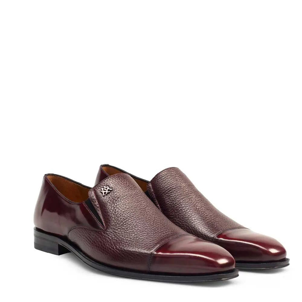 Mens Mezlan Milani Calf & Deerskin Cap Toe Slip on Loafer Dress Shoe in Burgundy - LAST CALL 10,13 sold by Alberto Nardoni product image thumbnail 4