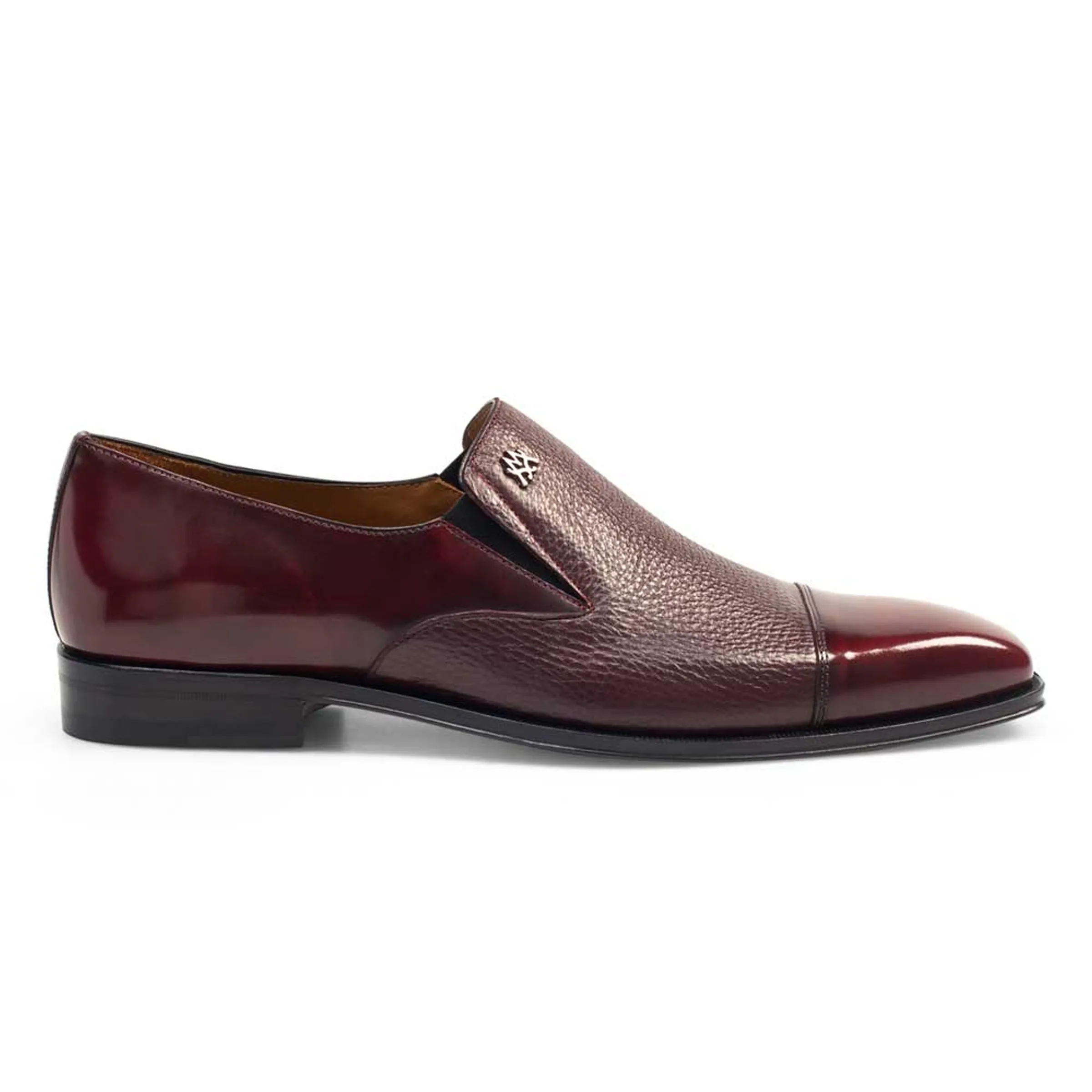 Mens Mezlan Milani Calf & Deerskin Cap Toe Slip on Loafer Dress Shoe in Burgundy - LAST CALL 10,13 sold by Alberto Nardoni
