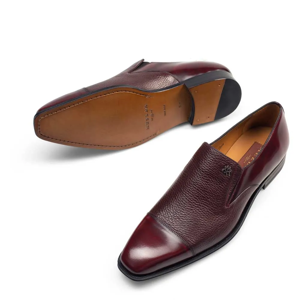 Mens Mezlan Milani Calf & Deerskin Cap Toe Slip on Loafer Dress Shoe in Burgundy - LAST CALL 10,13 sold by Alberto Nardoni product image thumbnail 2