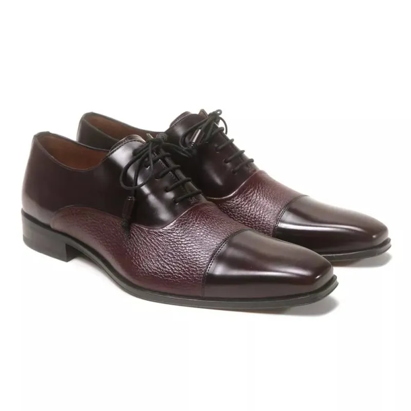 Mezlan Men Burgundy Deer Skin Cap Toe Oxford Shoes sold by Alberto Nardoni