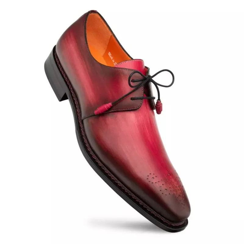 Mezlan Principe Burgundy/Rust Patina Leather Men’s Derby Shoes sold by Alberto Nardoni