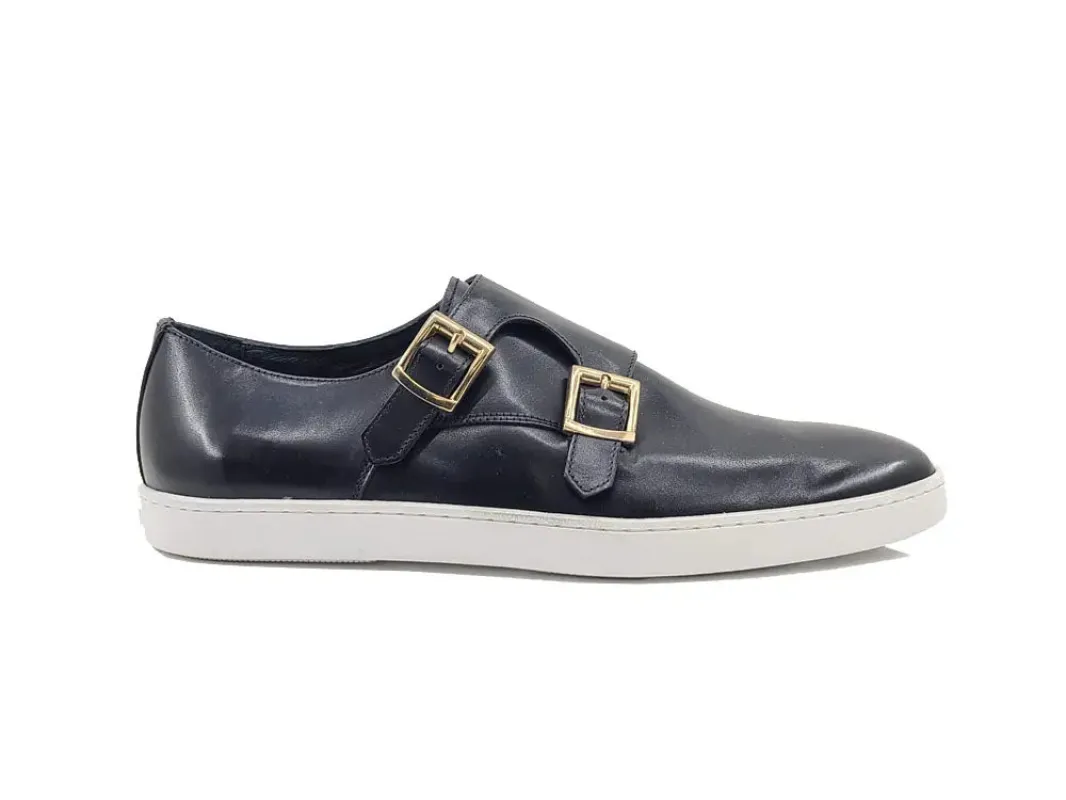 Men's Double Monk Strap Leather Sneaker – Smart Casual Hybrid sold by Alberto Nardoni