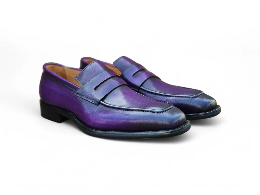 Hand-Patina Leather Penny Loafer sold by Alberto Nardoni