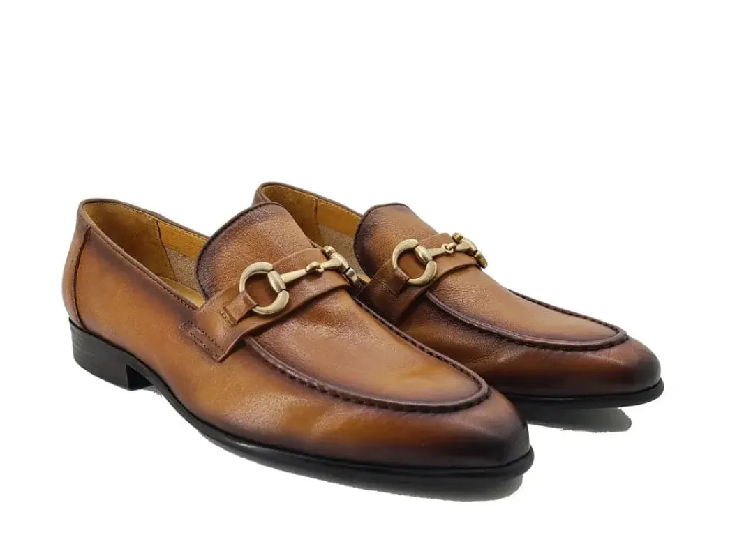 Soft Calfskin Loafer with Gold Horse Bit Detail sold by Alberto Nardoni
