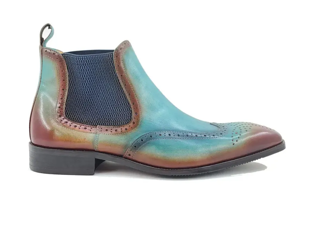Hand-Burnished Calfskin Wingtip Dress Boot sold by Alberto Nardoni
