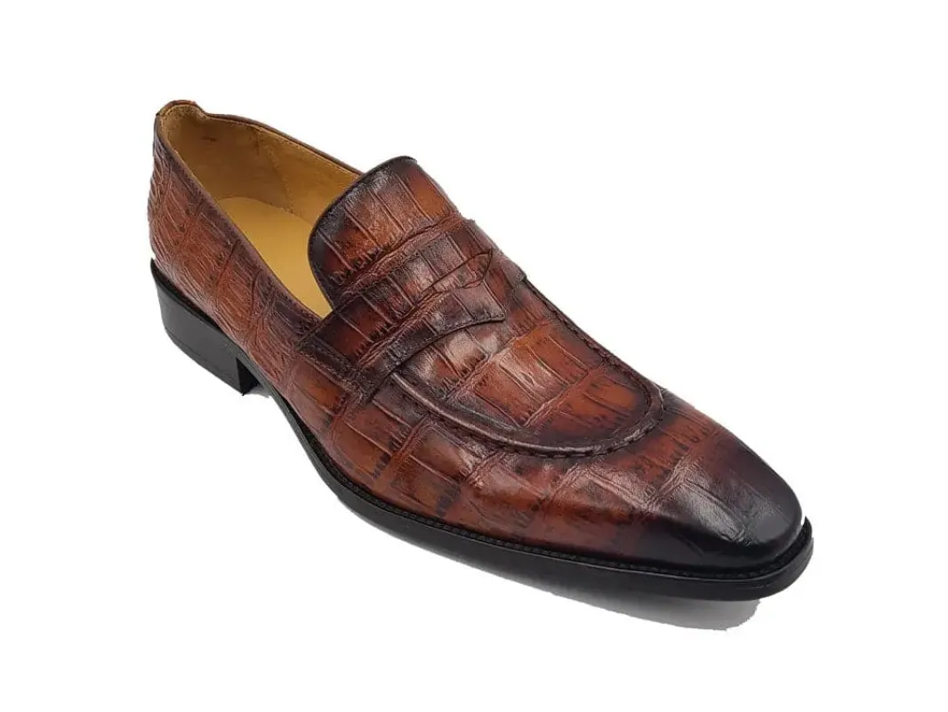 Penny Loafer Features Alligator Embossed Calfskin sold by Alberto Nardoni