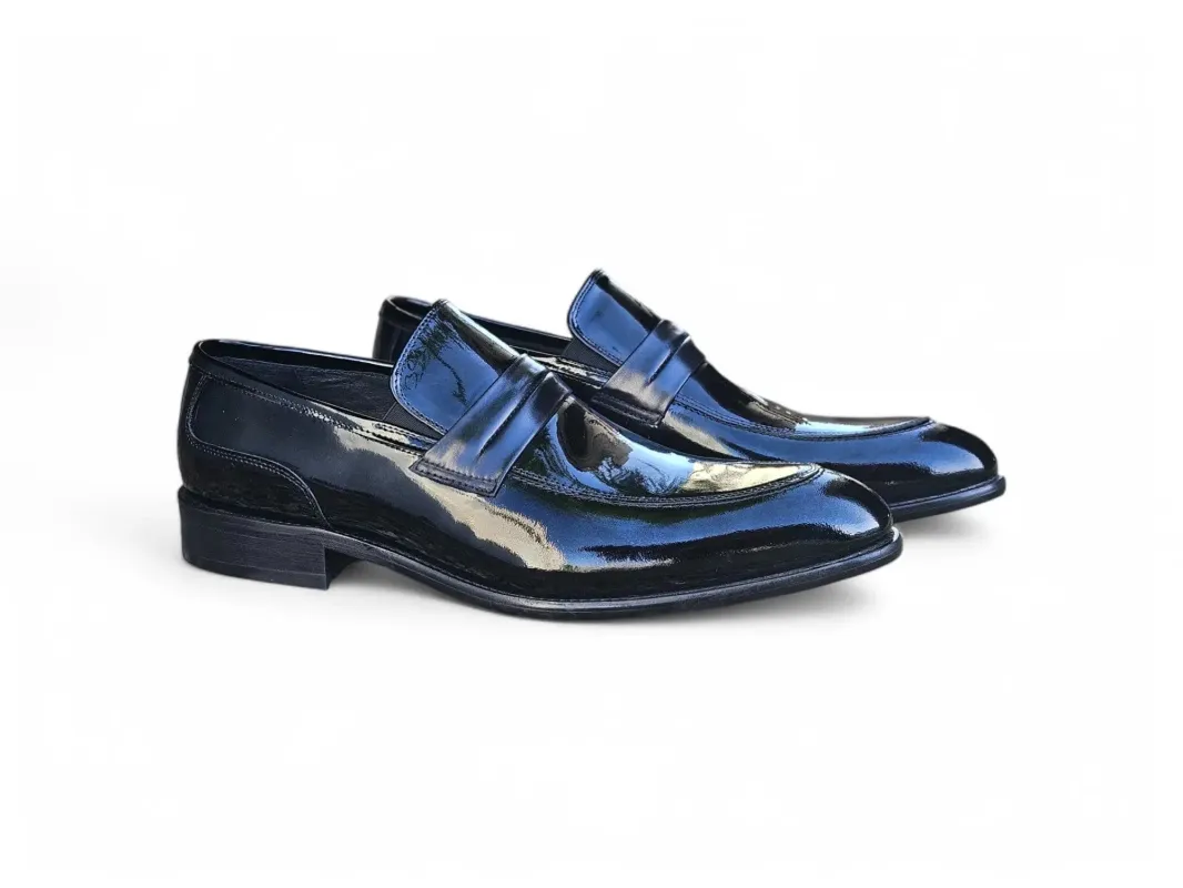 Patent Leather Tuxedo Penny Loafer sold by Alberto Nardoni