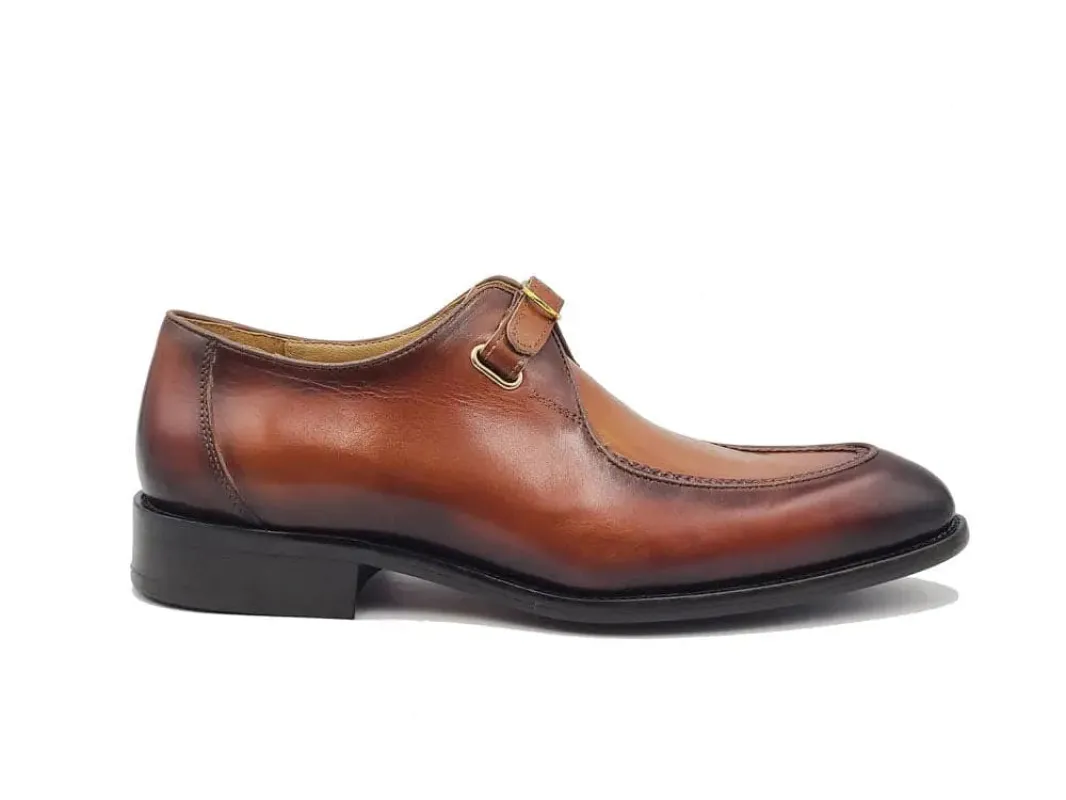 Burnished Moc Toe Single Monk Loafer sold by Alberto Nardoni