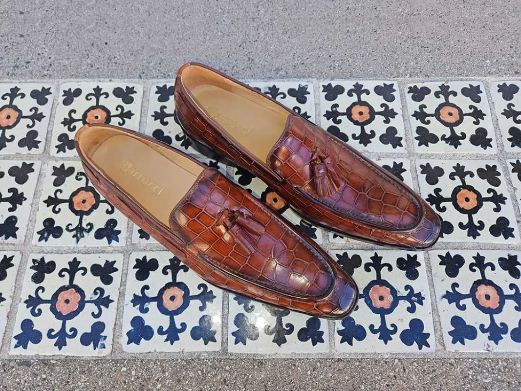 Tassel Loafer With Gator Print sold by Alberto Nardoni