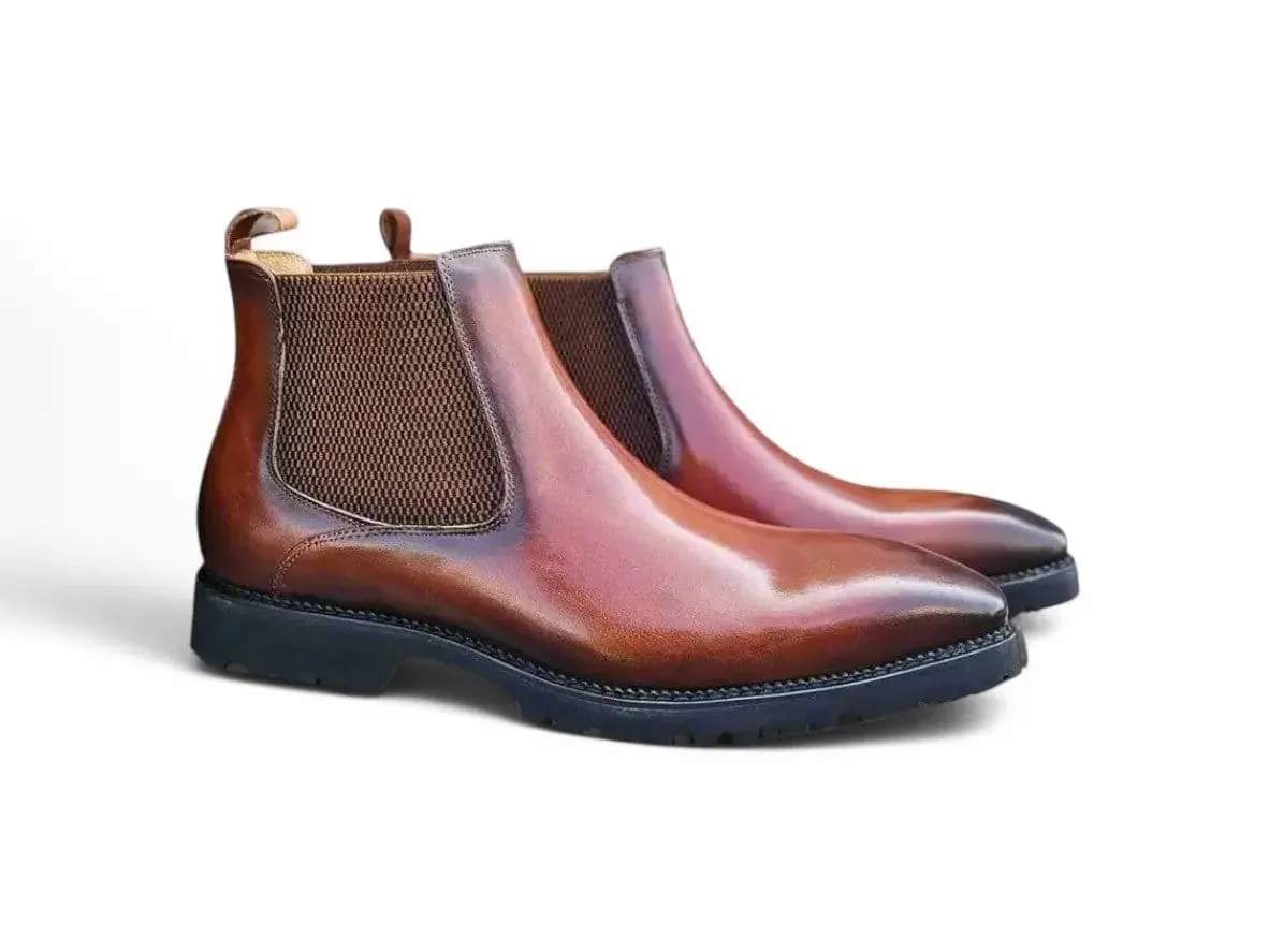 Carrucci Patina Chelsea Boot Lug Sole sold by Alberto Nardoni
