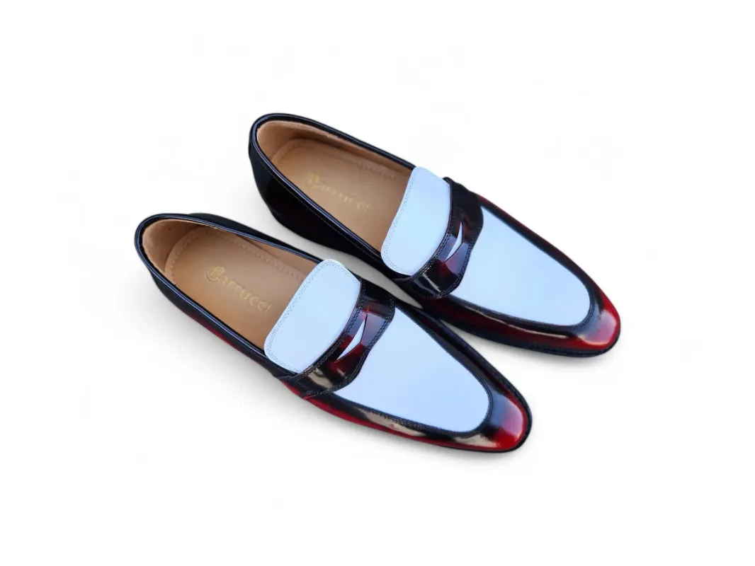 Two Tone Patent Leather Penny Loafer sold by Alberto Nardoni