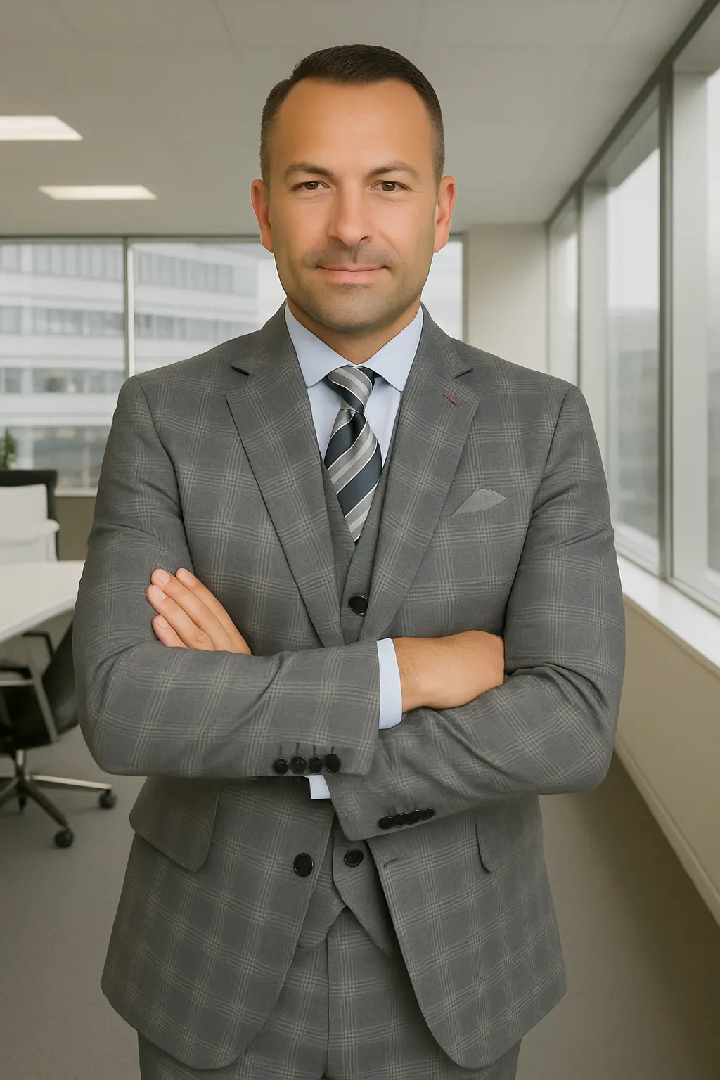 Wool Suit - Italian Made Business Suit by Statement Men's 3 Piece 100% Wool Modern Fit Suit - Coordinating Solid Color Vest sold by Alberto Nardoni product image thumbnail 3