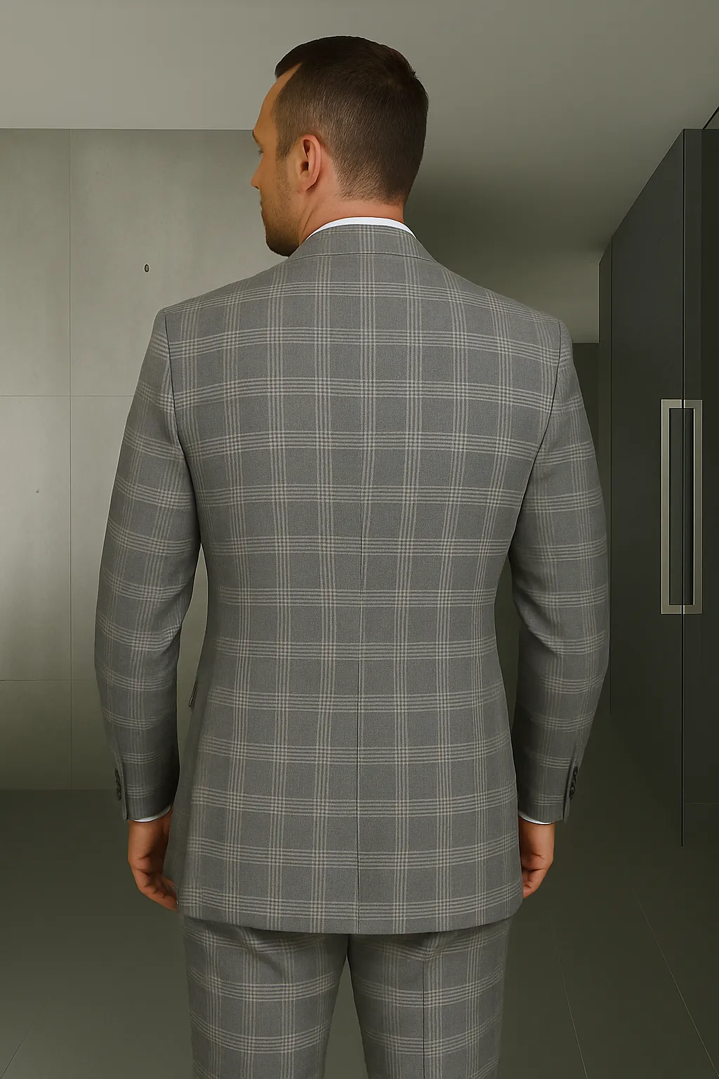 Wool Suit - Italian Made Business Suit by Statement Men's 3 Piece 100% Wool Modern Fit Suit - Coordinating Solid Color Vest sold by Alberto Nardoni product image thumbnail 5