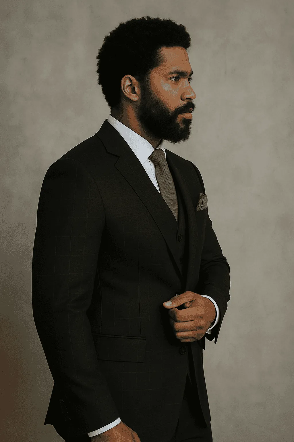 Wool Suit - Italian Made Business Suit by Statement Men's 3 Piece 100% Wool Modern Fit Suit - Sharp Plaid Pattern sold by Alberto Nardoni product image thumbnail 4