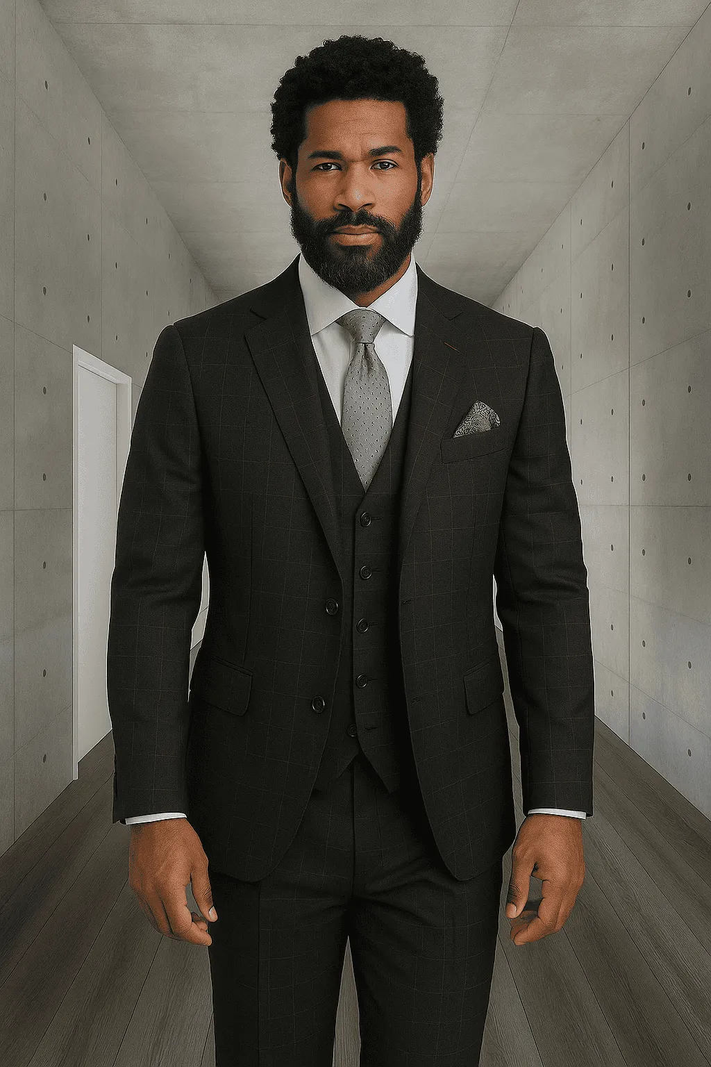 Wool Suit - Italian Made Business Suit by Statement Men's 3 Piece 100% Wool Modern Fit Suit - Sharp Plaid Pattern sold by Alberto Nardoni