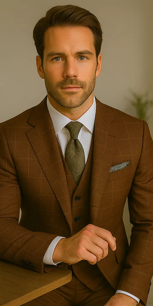 Wool Suit - Italian Made Business Suit by Statement Men's 3 Piece 100% Wool Modern Fit Suit - V-Neck Double Breasted Vest sold by Alberto Nardoni product image thumbnail 2