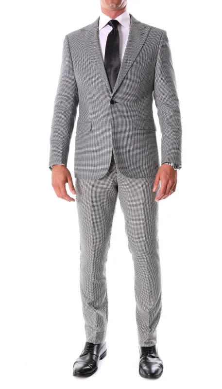 Mens Slim Fit Houndstooth Peak Lapel 2pc Suit sold by Alberto Nardoni