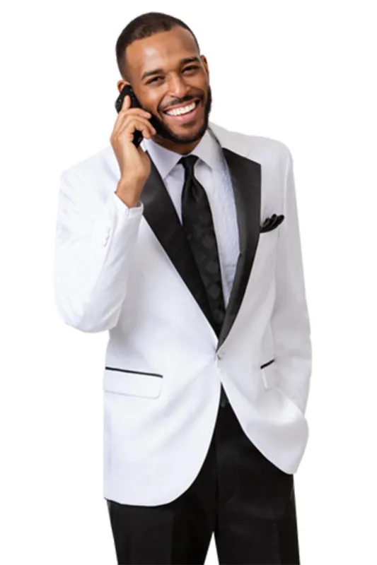 EJ Samuel White & Black Tuxedo with Notched Lapel & Single Button sold by Alberto Nardoni