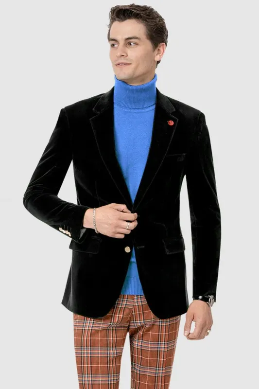 EJ Samuel Men's Modern Fit Velvet Blazer in Black - 2-Button sold by Alberto Nardoni