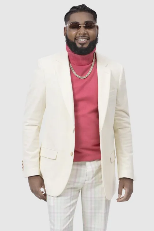 "Modern Fit Ivory Velvet Blazer - EJ Samuel" sold by Alberto Nardoni