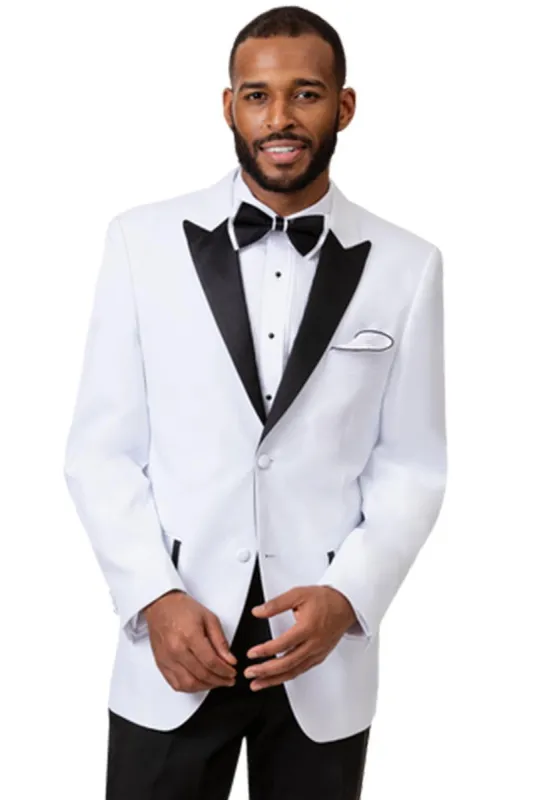 EJ Samuel Men's Ivory & Black Two-Button Tuxedo with Peak Lapel sold by Alberto Nardoni