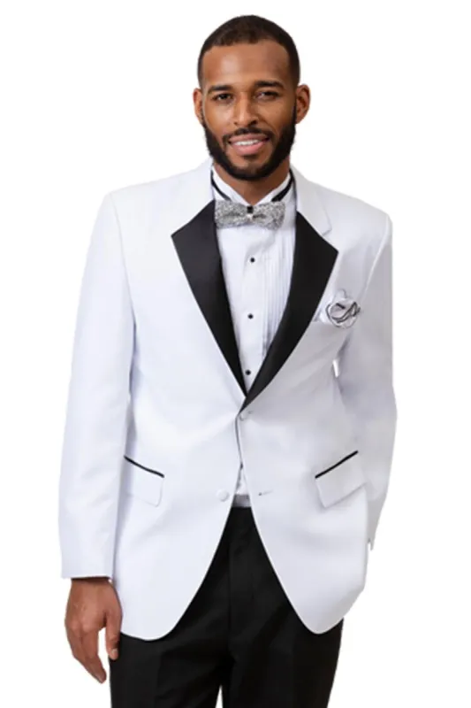 "EJ Samuel Two-Button Tuxedo - Notch Lapel, White & Black" made by Alberto Nardoni