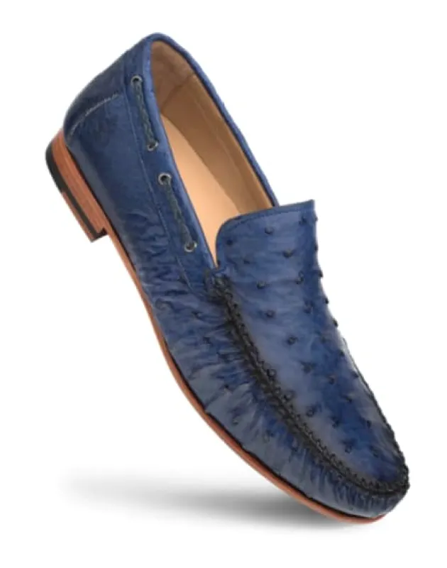 Genuine Ostrich Moccasin Slip On Jeans  By Mezlan Made In Spain Brand sold by Alberto Nardoni