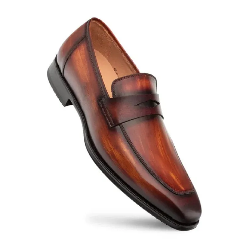Avenue Rubber Sole Penny Loafer Cognac/Rust By Mezlan Made In Spain Brand sold by Alberto Nardoni