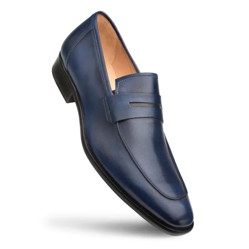 Calfskin Penny Loafer Navy By Mezlan Made In Spain Brand sold by Alberto Nardoni