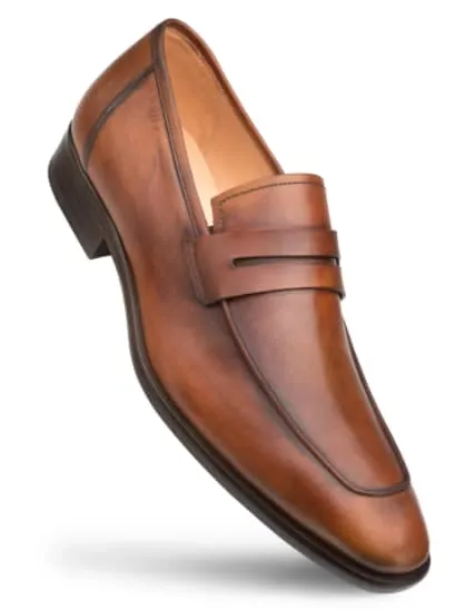 Calfskin Penny Loafer Cognac By Mezlan Made In Spain Brand sold by Alberto Nardoni
