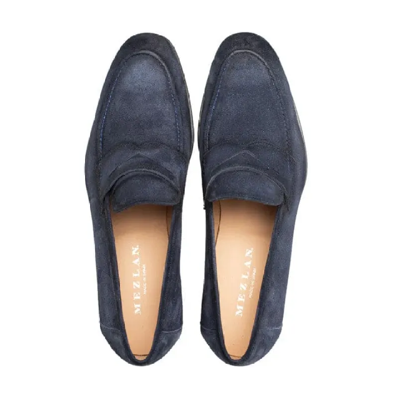 Caro Suede Penny Loafer Navy By Mezlan Made In Spain Brand sold by Alberto Nardoni
