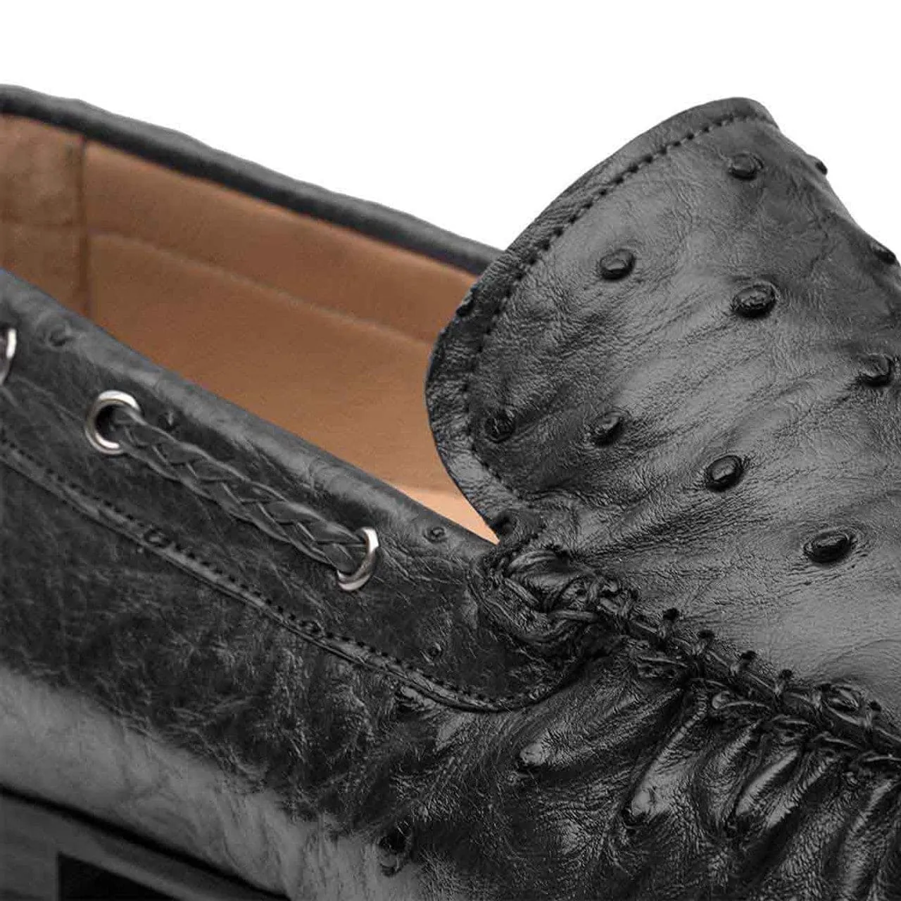 Genuine Ostrich Black Moccasin Slip-on Loafers For Men By Mezlan Made In Spain Brand sold by Alberto Nardoni product image thumbnail 2