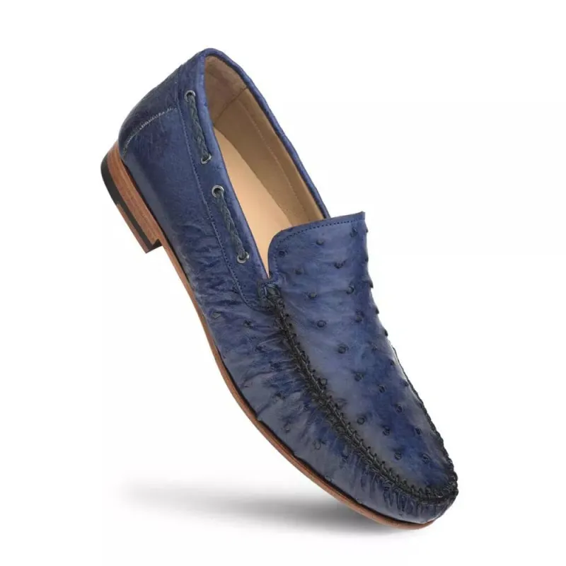 Jean Genuine Ostrich Dress Moccasin By Mezlan Made in Spain Brand sold by Alberto Nardoni