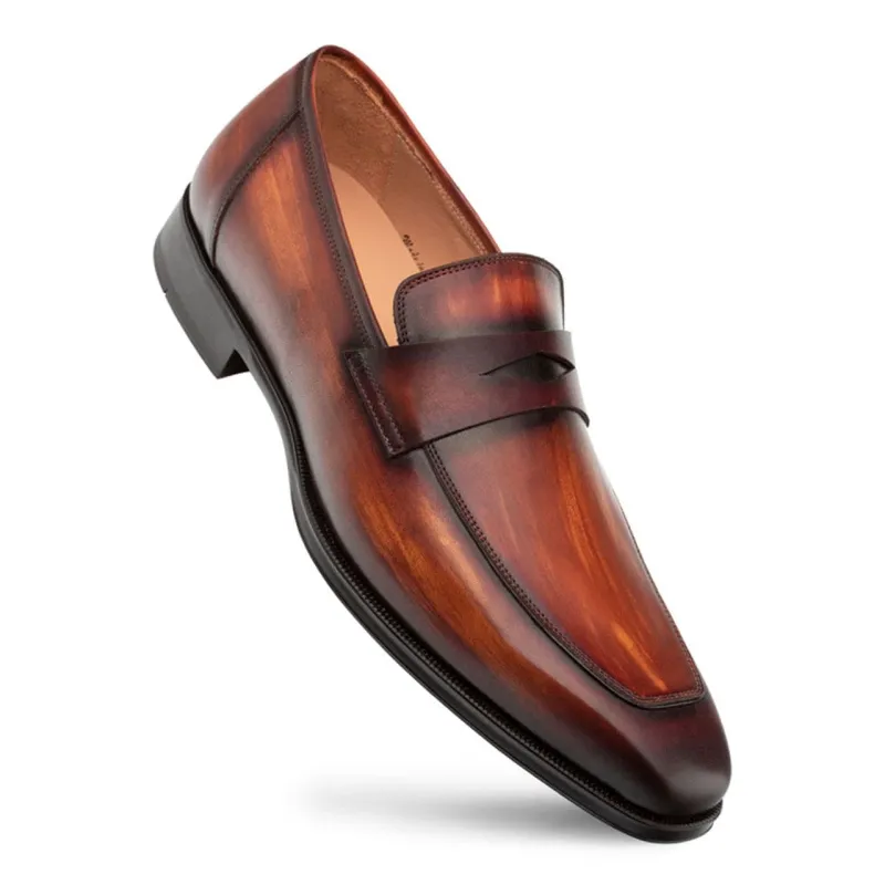 Avenue Rubber Sole Penny Cognac/Rust Men’s Loafer Shoes By Mezlan Made In Spain Brand sold by Alberto Nardoni