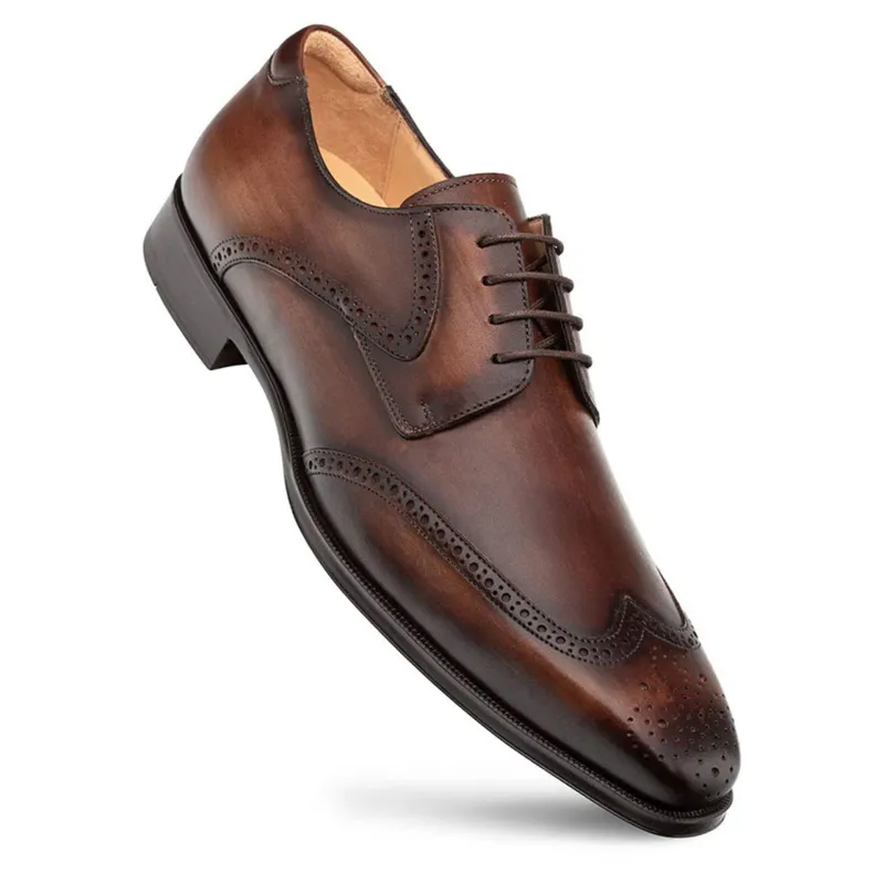 Men's Tasso Chestnut Calfskin Leather Derby Oxfords By Mezlan Made In Spain Brand sold by Alberto Nardoni