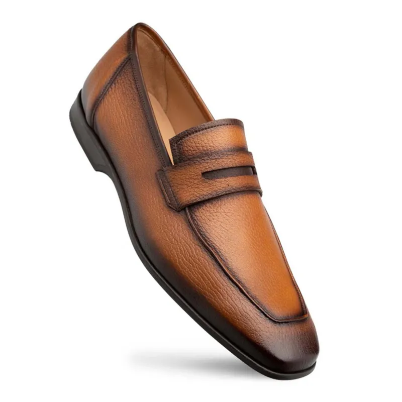 Men's Deerskin Cognac Penny Loafer By Mezlan Made In Spain Brand sold by Alberto Nardoni
