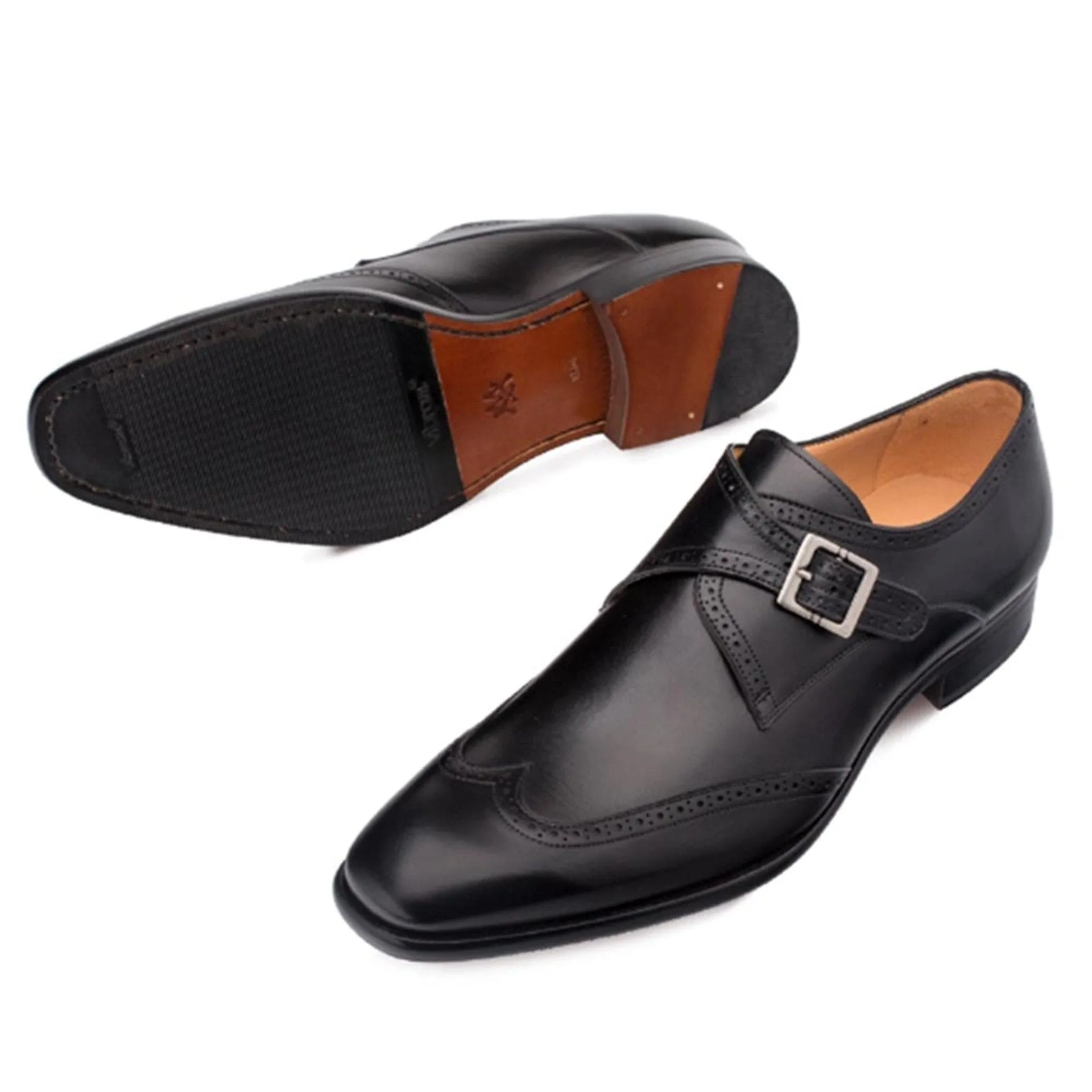 Mezlan Forest Black Calfskin Leather Men’s Modern Wing Tip Oxford sold by Alberto Nardoni product image thumbnail 3