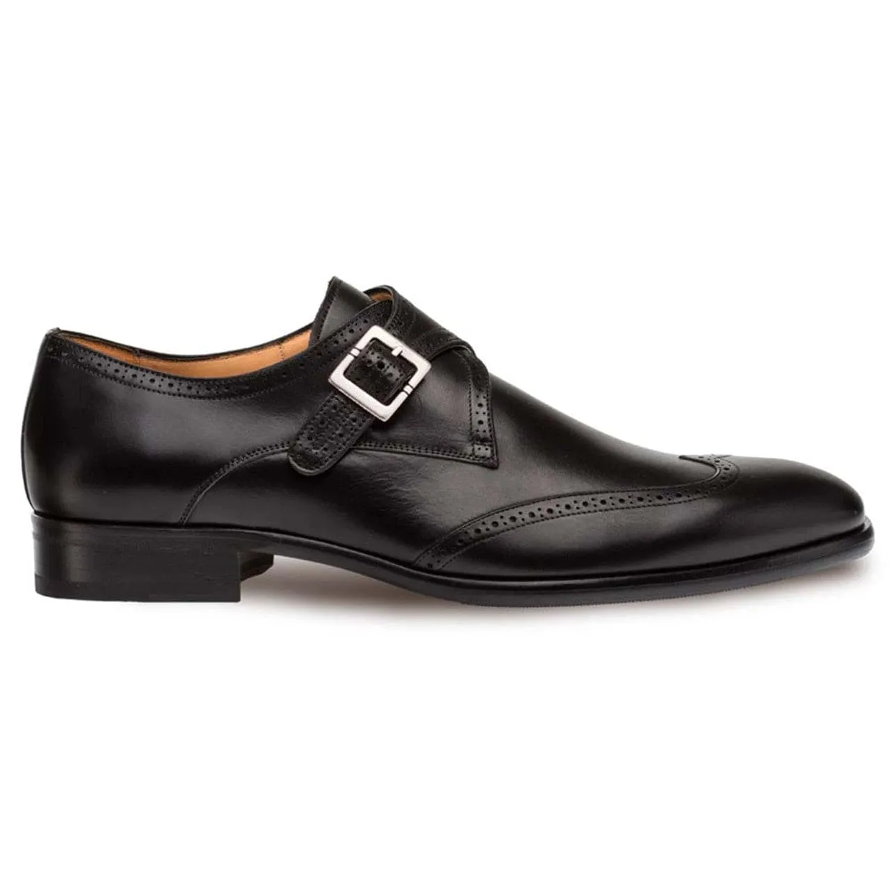 Mezlan Forest Black Calfskin Leather Men’s Modern Wing Tip Oxford sold by Alberto Nardoni