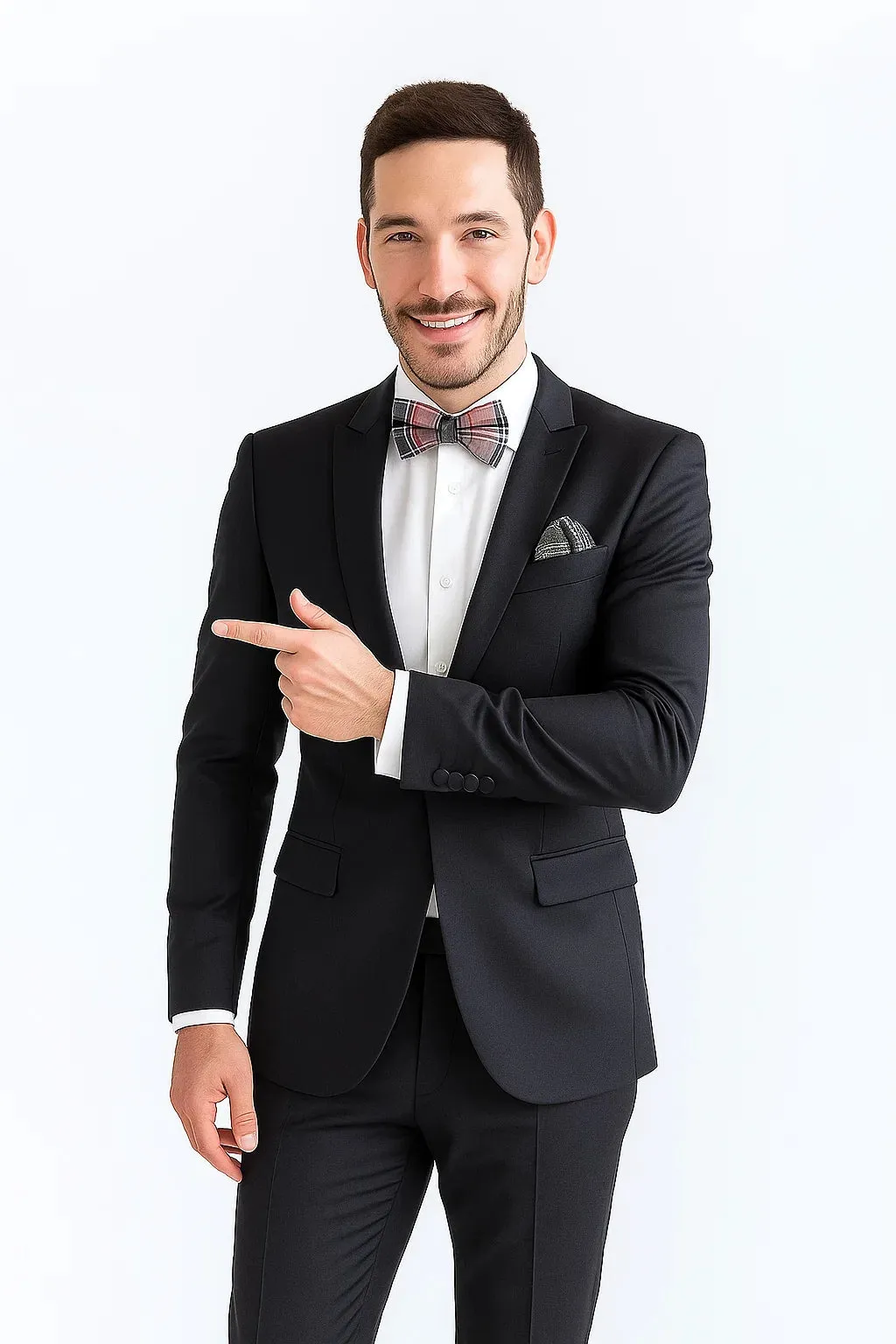 Rossiman Men's Slim Fit Gray Wool Suit – 1-Button Peak Lapel Jacket & Tapered Low-Rise Pants sold by Alberto Nardoni product image thumbnail 5