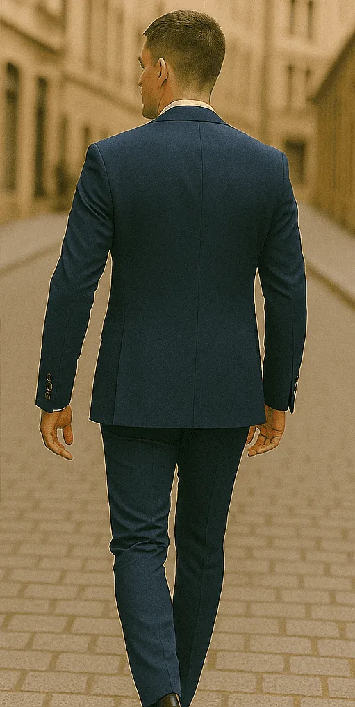 Rossiman Navy Blue Suit for Men – Classic 1-Button Peak Lapel Jacket & Double-Breasted Vest sold by Alberto Nardoni product image thumbnail 5