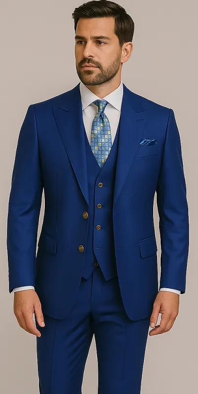Rossiman Menâ€™s Royal Blue Slim Fit Suit â€“ Sophisticated Double-Breasted Design sold by Alberto Nardoni